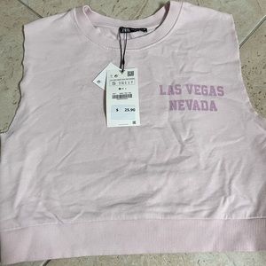 Zara pink plush Las Vegas Nevada top, Size Small